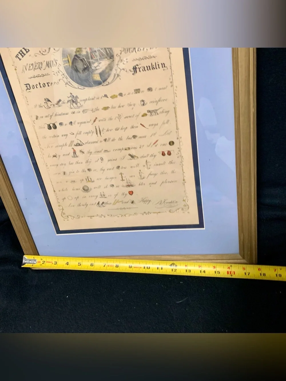 Benjamin Franklin “The Art of Making Money Plenty” Framed Rebus Print